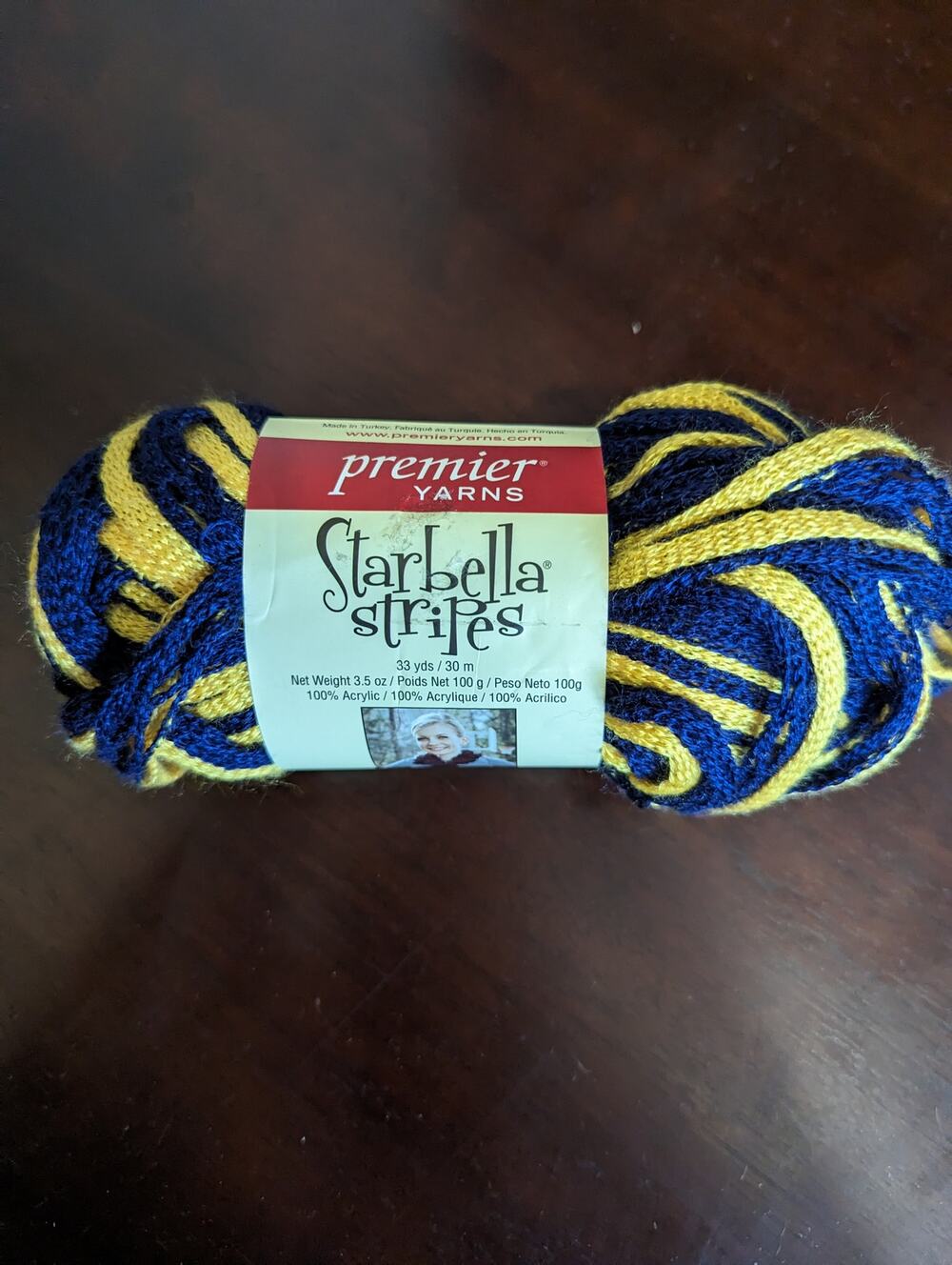 New Starbella Stripes Yarn Teamwork Blue & Yellow 33yds